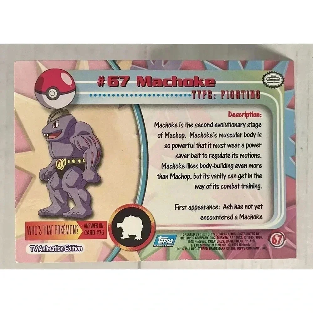 Machoke #67 Topps Foil Series 1 Pokemon NM Vintage TV Animation Edition‎ 1999 - Picture 5 of 15